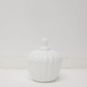 gcc21s-WH : Mini Edward ribbed glass jar - Gloss White