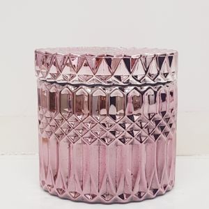 gcc1708-CP : Large Salah embossed cylindrical glass jar - copper (NOT DISHWASHER SAFE)