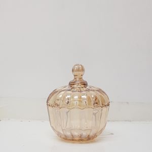 gcc21s-GO : Mini Edward ribbed glass jar - Opaque Gold **SOLDOUT**