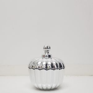 gcc21s-SV : Mini Edward ribbed glass jar - Silver