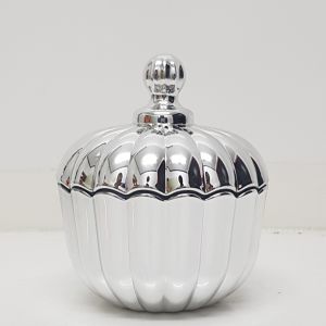 gcc21L-SV : Edward ribbed embossed circle glass jar - Silver