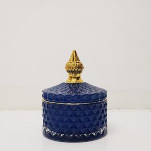 gcc16GS-BR - : Mini Regina Gold Vintage jar - Royal Blue (NOT DISHWASHER SAFE) 
