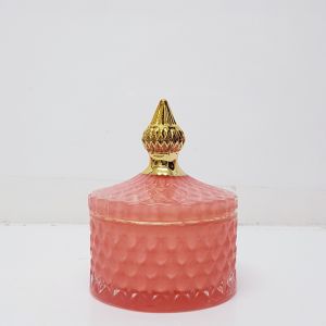 gcc16GS-CO - : Mini Regina Gold Vintage jar - Coral (NOT DISHWASHER SAFE)