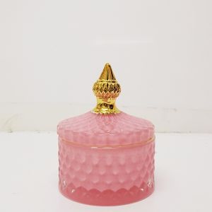gcc16GS-PI : Mini Regina Gold Vintage jar - Pink (NOT DISHWASHER SAFE)