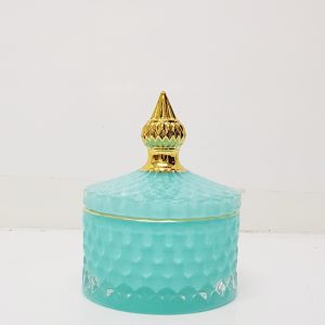 gcc16GS-TL : Mini Regina Gold Vintage jar - Teal (NOT DISHWASHER SAFE) 