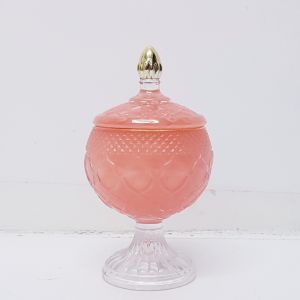 GCC1710G-CO : Dalton Gold embossed jar w/footed stem - Coral (NOT DISHWASHER SAFE, use damp cloth ONLY)