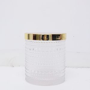 GCC33GS-CL : Marta bubble jar w/gold lid - CLEAR 