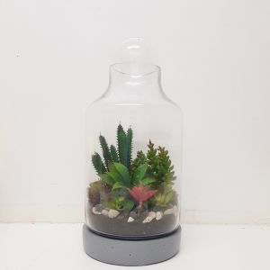 MV029C-G : Santa Fe Medium Concrete Glass Atrium with Glass Ball (H38cm) - Grey 