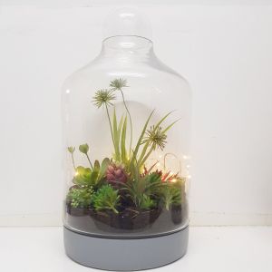MV01C-G_01 : Santa Fe Large Concrete Glass Atrium with Glass Ball (H48cm) - Grey **SECOND - SCRATCH/ CHIP/ MARKS**