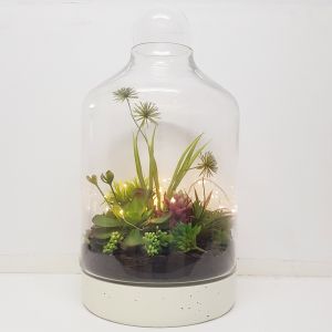MV01C-I : Santa Fe Large Concrete Glass Atrium with Glass Ball (H48cm) - Ivory 