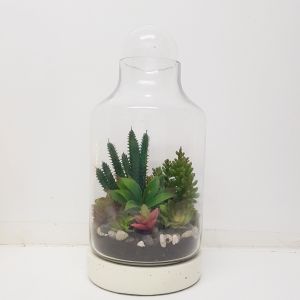 MV029C-I : Santa Fe Medium Concrete Glass Atrium with Glass Ball (H38cm) - Ivory 