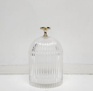gcc701G-CL : Medium Florence Ribbed Dome  glass jar - CLEAR