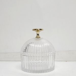 gcc701GS-CL : Small Florence Ribbed Dome glass jar - CLEAR