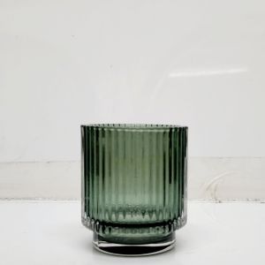 gcc111a-GRN : Verona round ribbed votive glass - Opaque Green **AVAILABLE MID SEPTEMBER 2025**