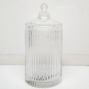 gcc14XL : XL Verona Gold round ribbed glass jar - CLEAR