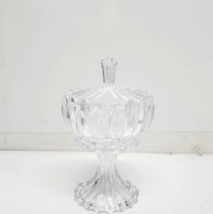 gcc30b-cL : Sarah ribbed footed stem glass jar - Clear (H17cm) **SOLDOUT UNTIL FURTHER NOTICE**