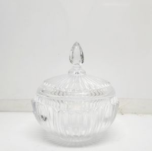 Medium Monte Carlo Ribbed embossed glass jar - Clear (H18cm)