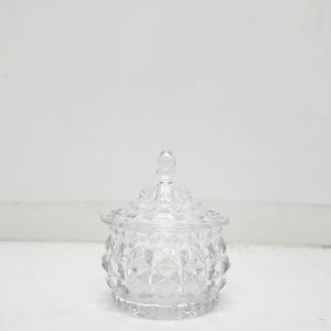 gcc105a-cL : Joan Mini ribbed embossed trinket glass jar - Clear