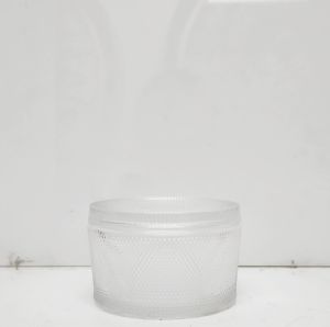 gcc1701s-cL : Small Candice diamond micro-cut embossed trinket glass jar - Clear
