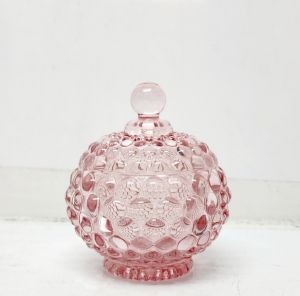 GCC1615-PK : Dakota bubble embossed trinket glass jar - Opaque Champagne Pink 