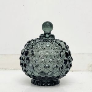 GCC1615-GRN : Dakota bubble embossed trinket glass jar - Opaque Green 