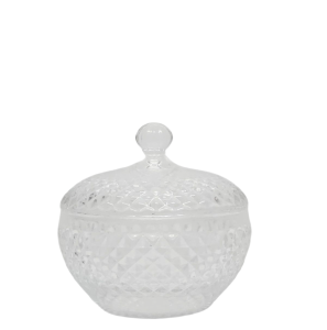 Small Marion diamond embossed trinket glass jar - Clear