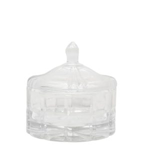 Angela square embossed trinket glass jar - Clear