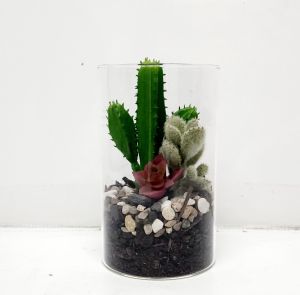 gch3130S : Ayita cylindrical glass hurricane - H15cm