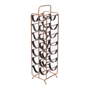 L83 : Derrick 12 bottle Modern faux leather metal Tall Wine Rack  **NOT AVAILABLE UNTIL FURTHER NOTICE**