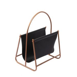 L124 : Derrick modern faux leather rose gold metal frame magazine holder **SOLDOUT UNTIL FURTHER NOTICE**