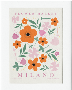 AG010 : 40x50cm Mounted Print - Flower Market - MILANO