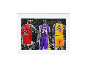 AG092 : 40x50cm Mounted Print - 3 BACKS W/KOBE PURPLE JERSEY
