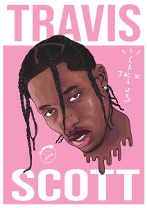 AG232 : 40x50cm Mounted Print : Travis Scott - Pink Image