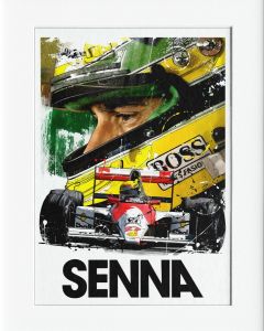 40x50cm Mounted Print : Motor Sport - Senna  Helmet