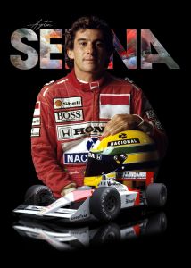 40x50cm Mounted Print : Motor Sport - Senna Portriat