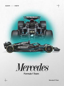 40x50cm Mounted Print : Motor Sport - Mercedes F1 Poster