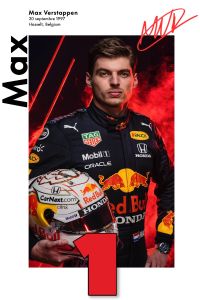 40x50cm Mounted Print : Motor Sport - Max Verstappen Signature 1 Card 