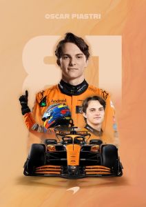 40x50cm Mounted Print : Motor Sport - Oscar Piastri McLaren 81