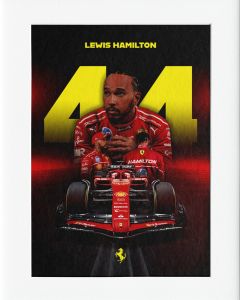 40x50cm Mounted Print : Motor Sport - Lewis Hamilton 44 Ferarri