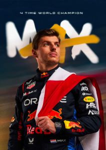 40x50cm Mounted Print : Motor Sport - Max Verstappen 4 x world champion