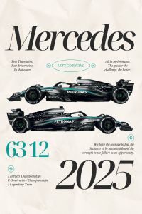 40x50cm Mounted Print : Motor Sport - Mercedes Team 2025