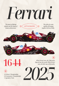 40x50cm Mounted Print : Motor Sport - Ferrari Team 2025