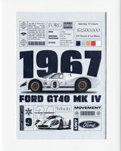 A 40x50cm Mounted Print : Motor Sport - Ford GT40