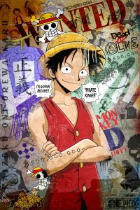 40x50cm Mounted Print : Anime - One Piece Monkey D Luffy
