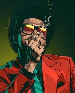 40x50cm Mounted Print : The Weeknd Blinding Lights