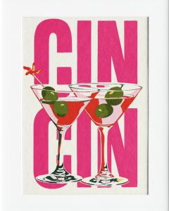 40x50cm Mounted Print : Gin MartinI Double Glass 