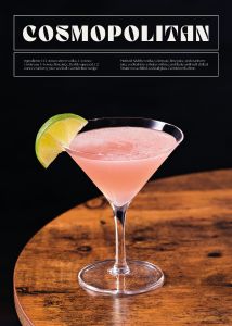 40x50cm Mounted Print : Cosmopolitan Recipe Black