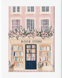 40x50cm Mounted Print :  Book Store Pink