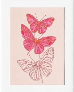 40x50cm Mounted Print :  3 Butterflies