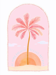 40x50cm Mounted Print :  Palm Tree Sunset